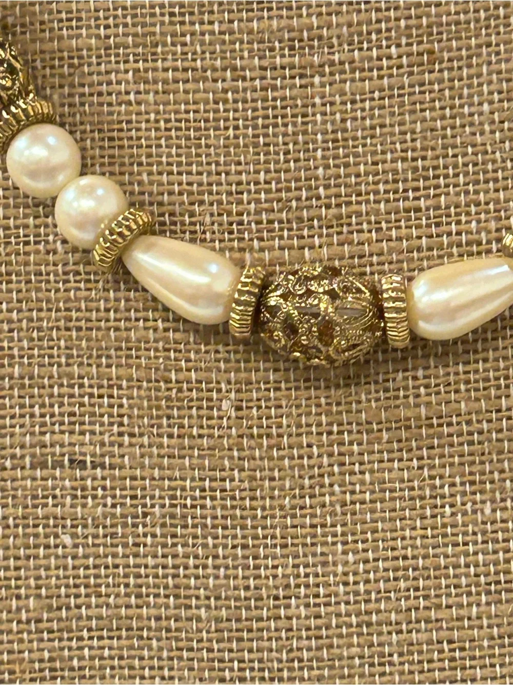 1928 Pearl and Gold Bead Necklace in Ivory and Gold